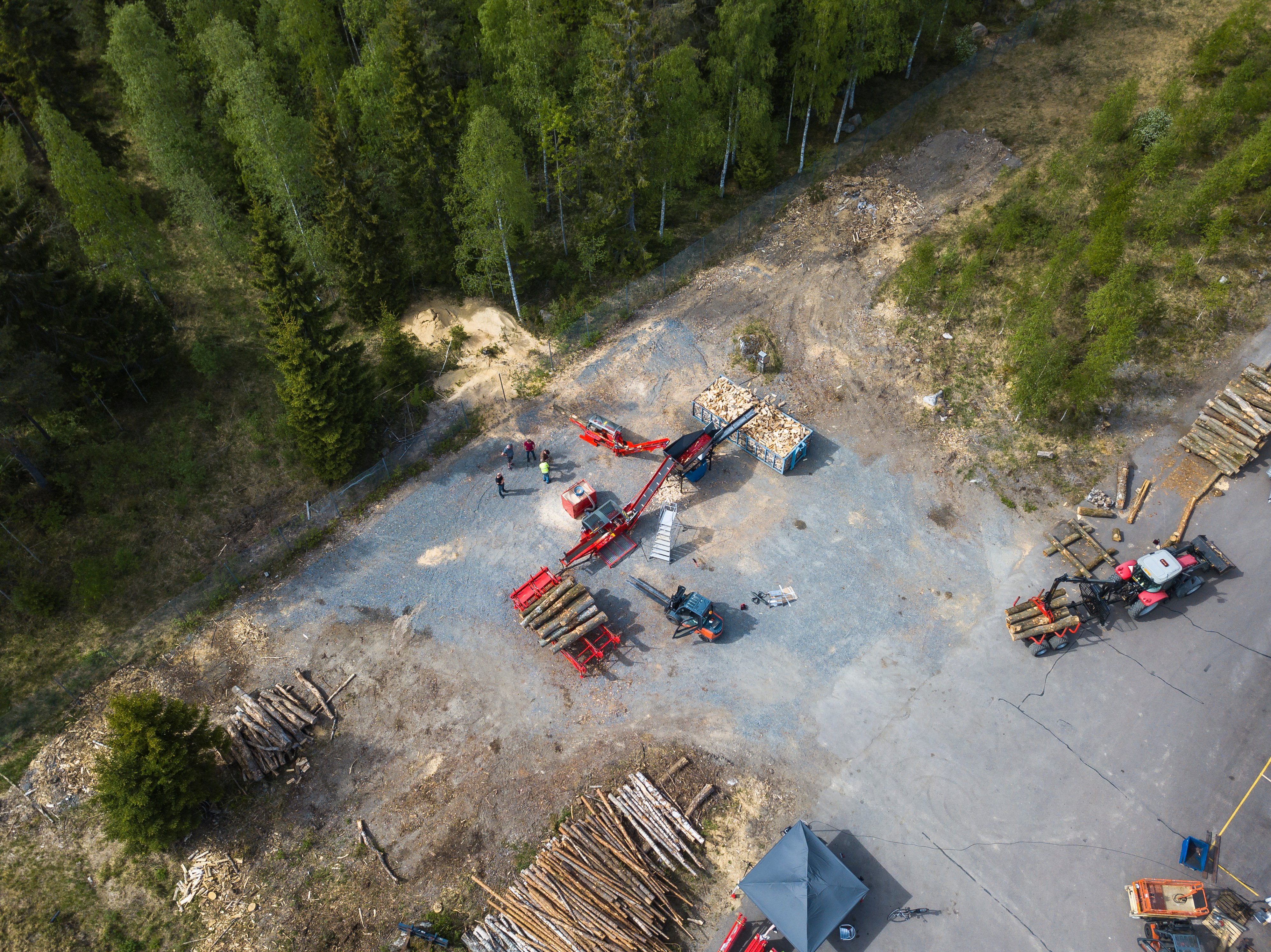 Firewood operation from above.